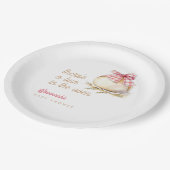 Bun In The Oven Pink Gingham Bow Baby Shower Papieren Bordje (Gekanteld)