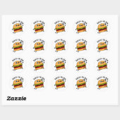 Bun on the run Funny Burger Pun Ronde Sticker (Vel)