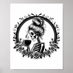 Bun Skeleton Drink Koffie  Halloween Fun Poster