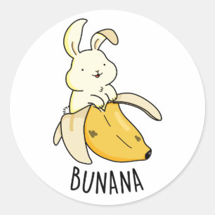 Bunana Funny Bunny in een bananenun Ronde Sticker