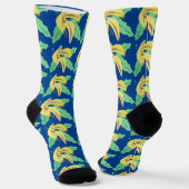 Bunch Bananas Fruit Market Pattern Blue Sokken (Gebogen)
