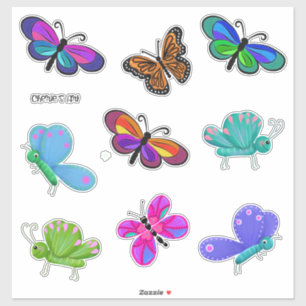 Bunch Butterflies Whimsical and Cute Sticker