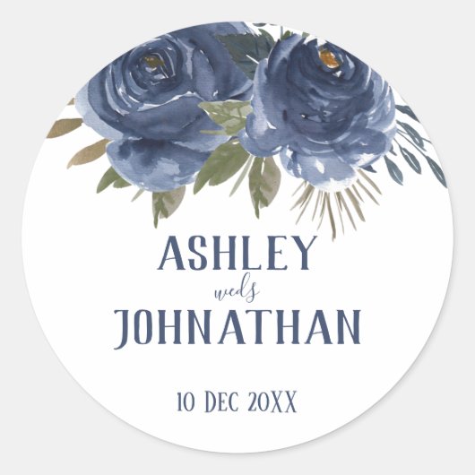 Bunch of Blue Rozen Style Wedding Ronde Sticker (Voorkant)