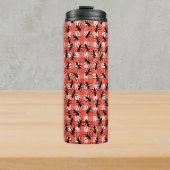Bunch of crawling Black Ants Red White Tablecloth Thermosbeker