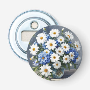 Bunch of Flowers Elegant Daisies Waterverf Button Flesopener