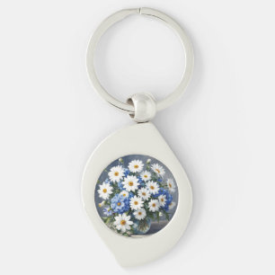 Bunch of Flowers Elegant Daisies Waterverf Sleutelhanger