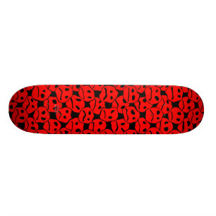 Bunch of Sad Faces (red) (zwarte bg) — Skateboar Skateboard