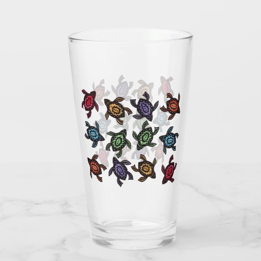 Bunch van abstracte zwarte schildpadden schelpen i glas (Achterkant)