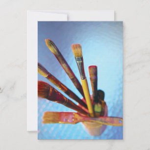 Bunch van gebruikte verfpenselen kaart