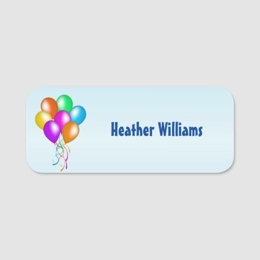 Bunch van Heldere Verschillende Kleuren Ballonnen Naamplaatje (Voorkant)