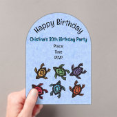 Bunch van Kleurrijke Abstracte Schildpadden Blauwe Acryl Uitnodigingen (Insitu (Draagbaar))