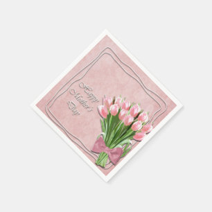 Bunch van Roze Tulpen moederdag Papier Servet