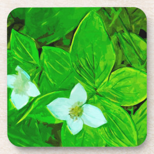 Bunchberry White Wildflower Abstract Onderzetter