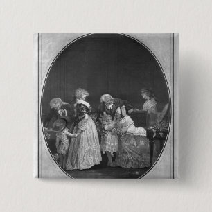 Bunches bloemen of beroemde grootmoeder vierkante button 5,1 cm