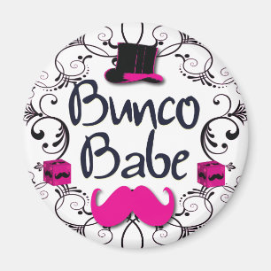 Bunco Babe met roze bovenste en roze mustache Magneet