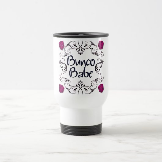 Bunco Babe met Swirls-Button Reisbeker (Center)