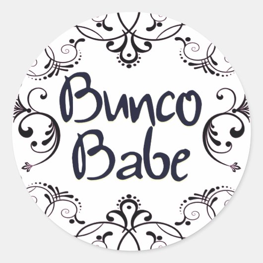 Bunco Babe met Swirls-Button Ronde Sticker (Voorkant)