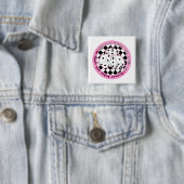 Bunco Babes Roll with it - roze Vierkante Button 5,1 Cm (In situ)