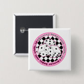 Bunco Babes Roll with it - roze Vierkante Button 5,1 Cm (Voorkant /achterkant)