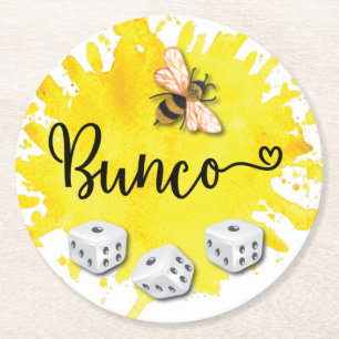 Bunco Bee Dice Ronde Kartonnen Onderzetter