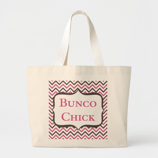 Bunco Chick met Chevron Design Grote Tote Bag (Voorkant)