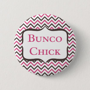 Bunco Chick met Chevron Design Ronde Button 5,7 Cm