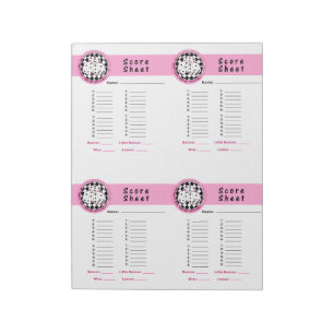 Bunco Chicks Roll met it Score Kaart Pink - 160 Notitieblok