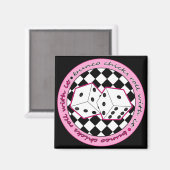 Bunco Chicks Roll with it - roze Magneet (Voorkant / Achterkant)