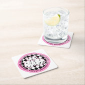 Bunco Chicks Roll with it - roze Vierkante Kartonnen Onderzetter (Insitu)