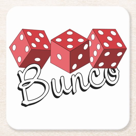 Bunco Dice Game Vierkante Kartonnen Onderzetter (Voorkant)