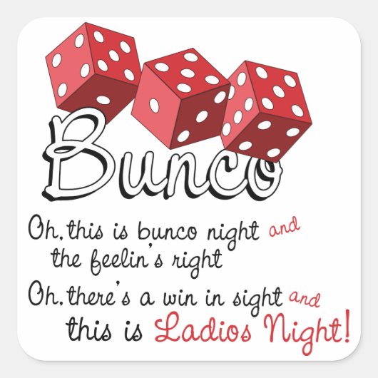 Bunco Dice Game Vierkante Sticker (Voorkant)