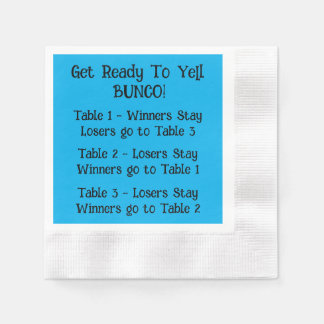 Bunco Directions Napkin in Blue Servet
