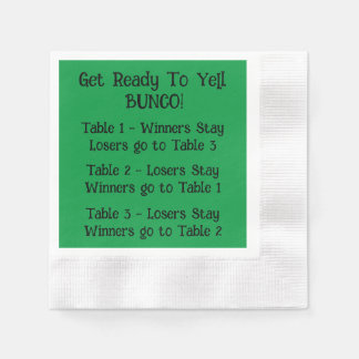 Bunco Directions Napkin in Green Servet