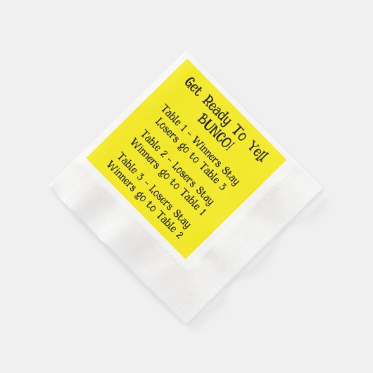 Bunco Directions Napkin in Yellow Servet (Hoek)