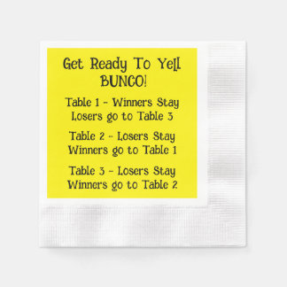 Bunco Directions Napkin in Yellow Servet