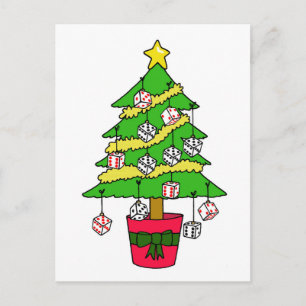 Bunco dobbelstenen kerstboom feestdagenkaart