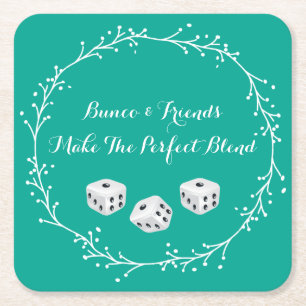 Bunco en Friends Bunco Party Beverage Coaster Vierkante Kartonnen Onderzetter