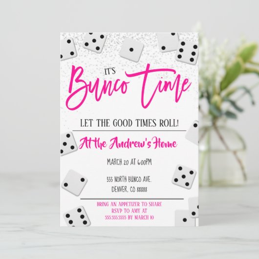 Bunco Feest Uitnodiging (Staand voorkant)