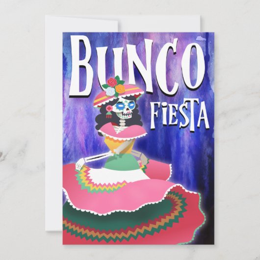 Bunco Fiesta-feestdag van de dode skelet Kaart (Voorkant)