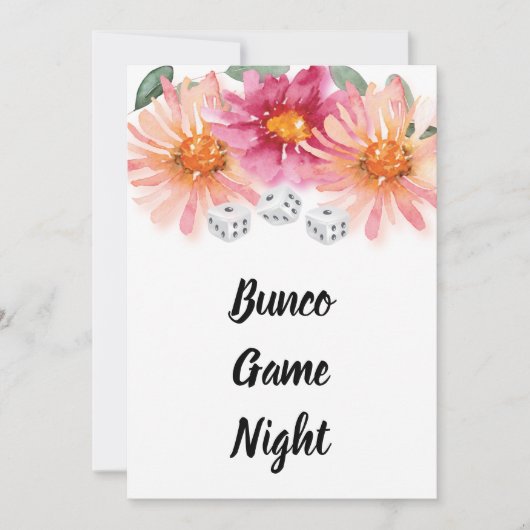 Bunco Floral Dice Game Party Kaart (Voorkant)