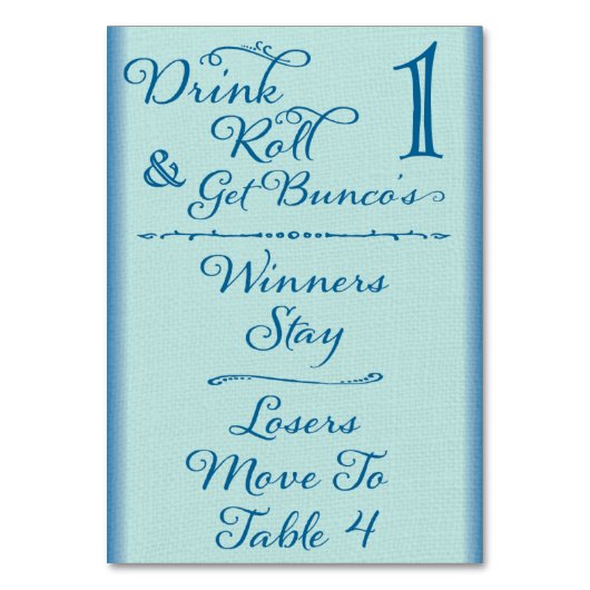 Bunco Funny Drink & Roll Table Kaart #1 van 4 (Achterkant)