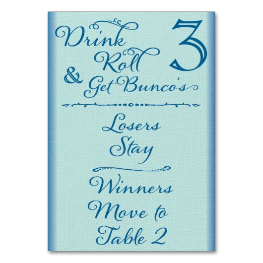 Bunco Funny Drink & Roll Table Kaart #3 van 4 (Achterkant)