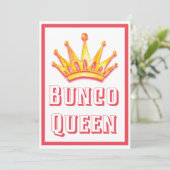 Bunco Game Night Queen Crown Waterverf Kaart (Staand voorkant)