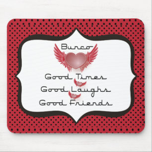 Bunco - Good Times, Laughs, Friends - Retro Heart Muismat