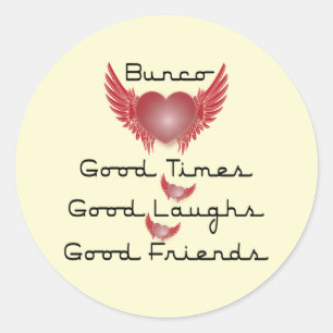 bunco good times met hart en vleugels ronde sticker