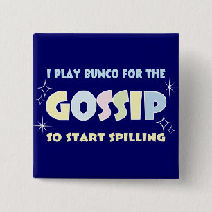 Bunco Gossip Vierkante Button 5,1 Cm