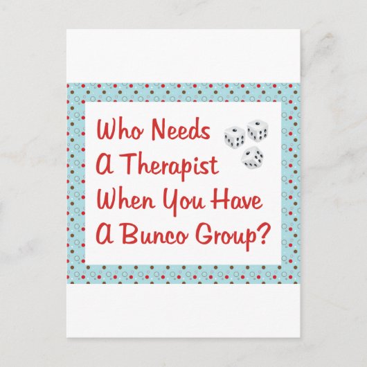 bunco heeft een therapeut nodig briefkaart (Voorkant)