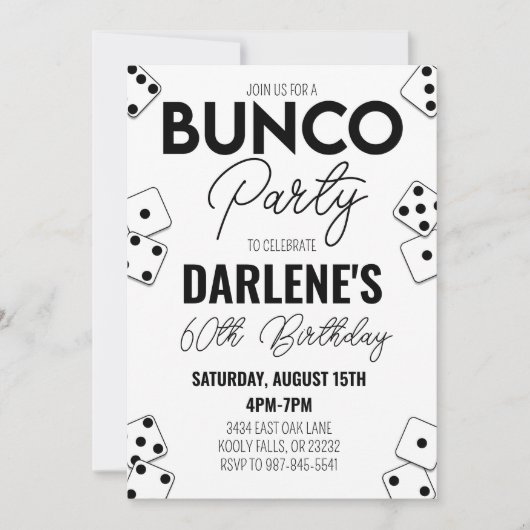 Bunco Invitation Anniversaire Moderne Simple (Devant)