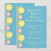 Bunco Invite Colorful bloemen Kaart (Voorkant / Achterkant)