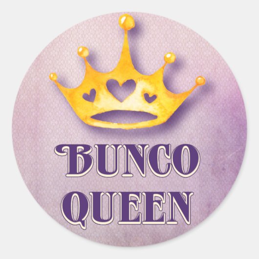 Bunco Koningin Kroonfeest Ronde Sticker (Voorkant)